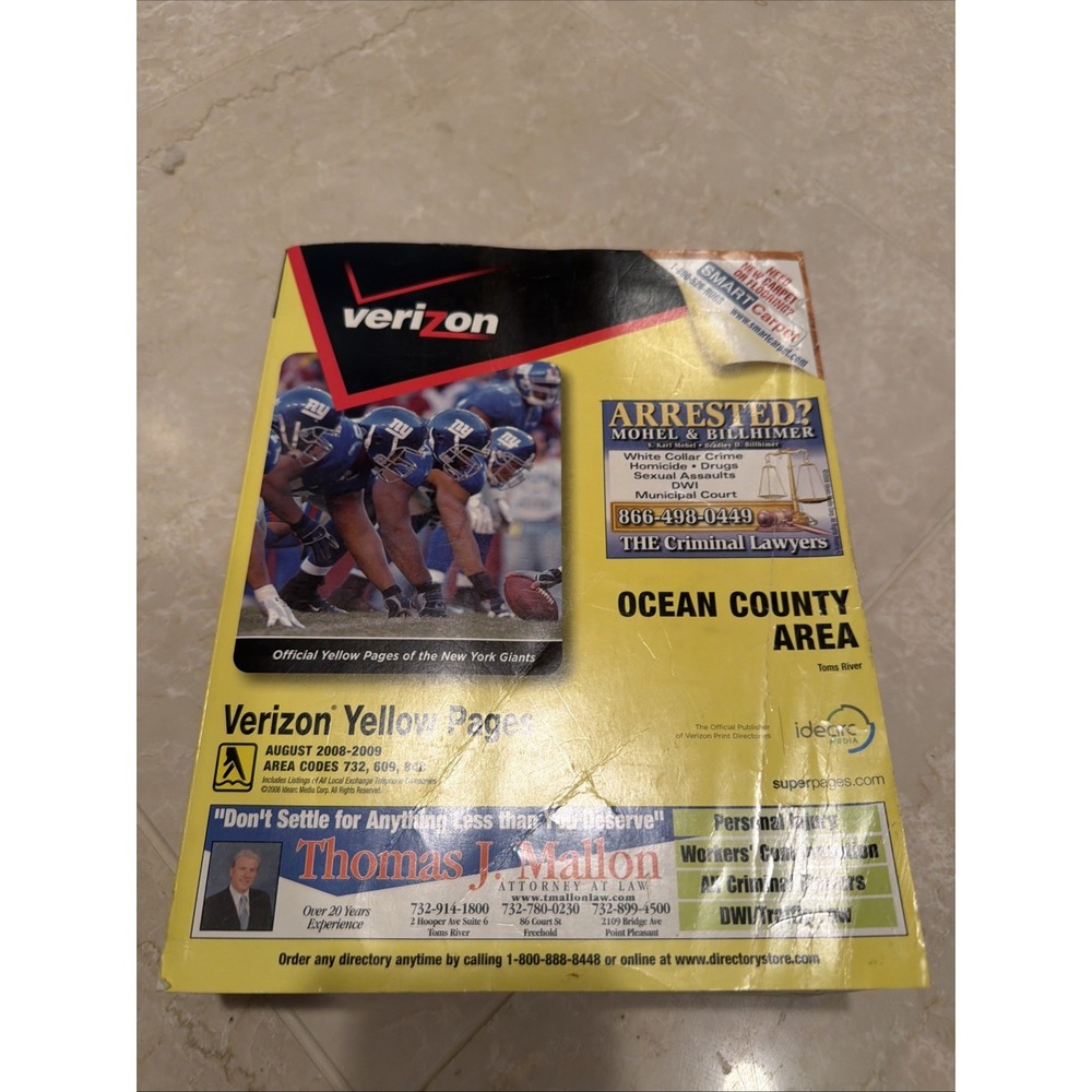 2008-2009 Verizon Yellow Pages PHONE BOOK  New Jersey RED BANK NJ 732, 608, 848
